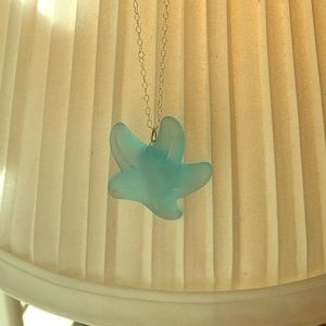 Sea glass starfish with silver 14” chain